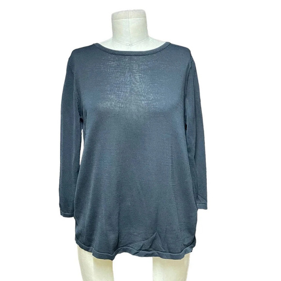 COS Black‎ Silk Button Back Lightweight Knit Sweater Size Small - Picture 1 of 9
